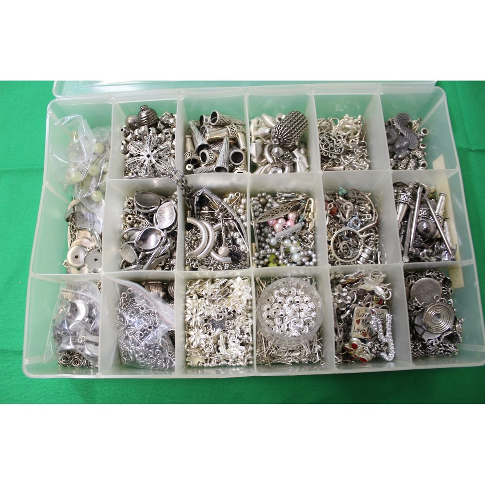 Vintage Silver Tone Bead Assortment - 3 lb Jewelry Making Lot